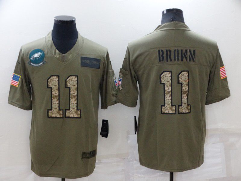 Men Philadelphia Eagles #11 Brown 2022 Nike Olive Camo Salute to Service Limited NFL Jersey
